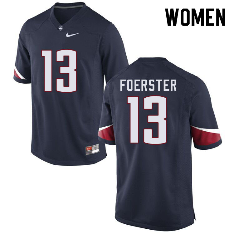 Women #13 Miles Foerster Uconn Huskies College Football Jerseys Sale-Navy